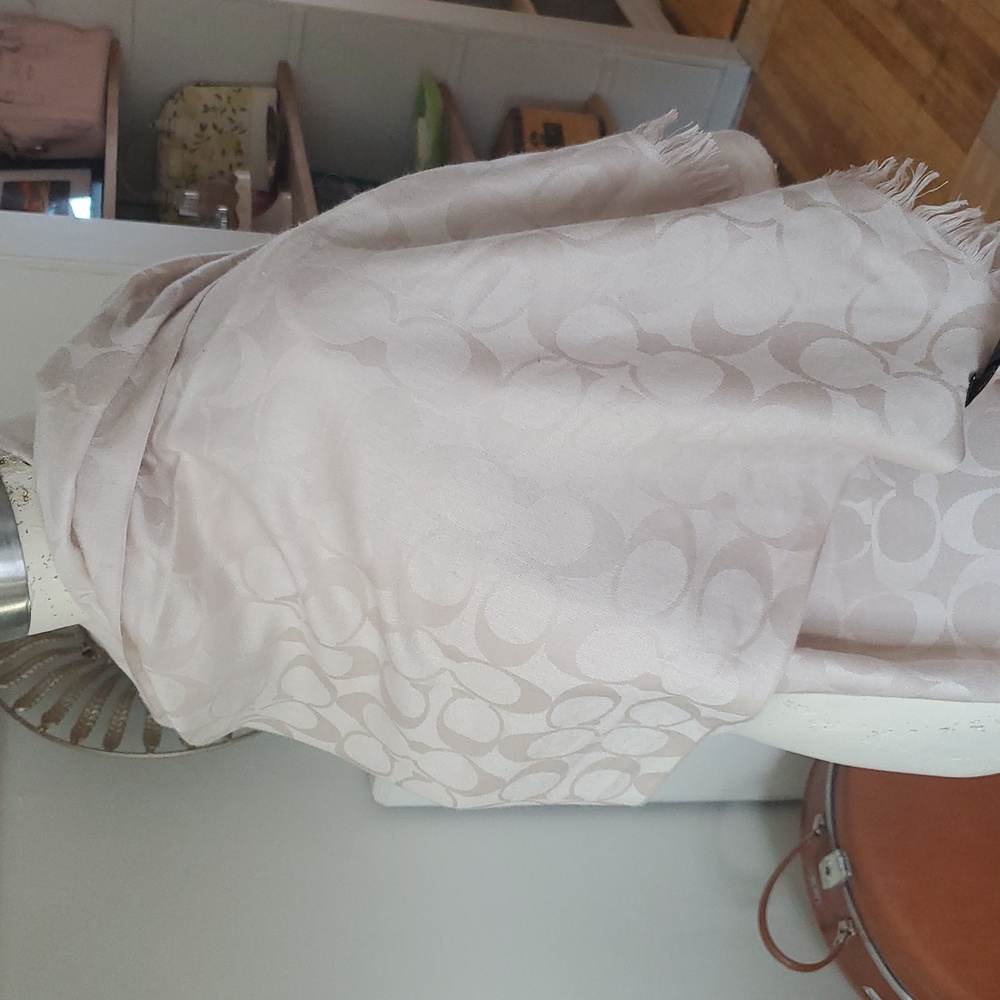 Elegant Coach Silk Ivory Scarf